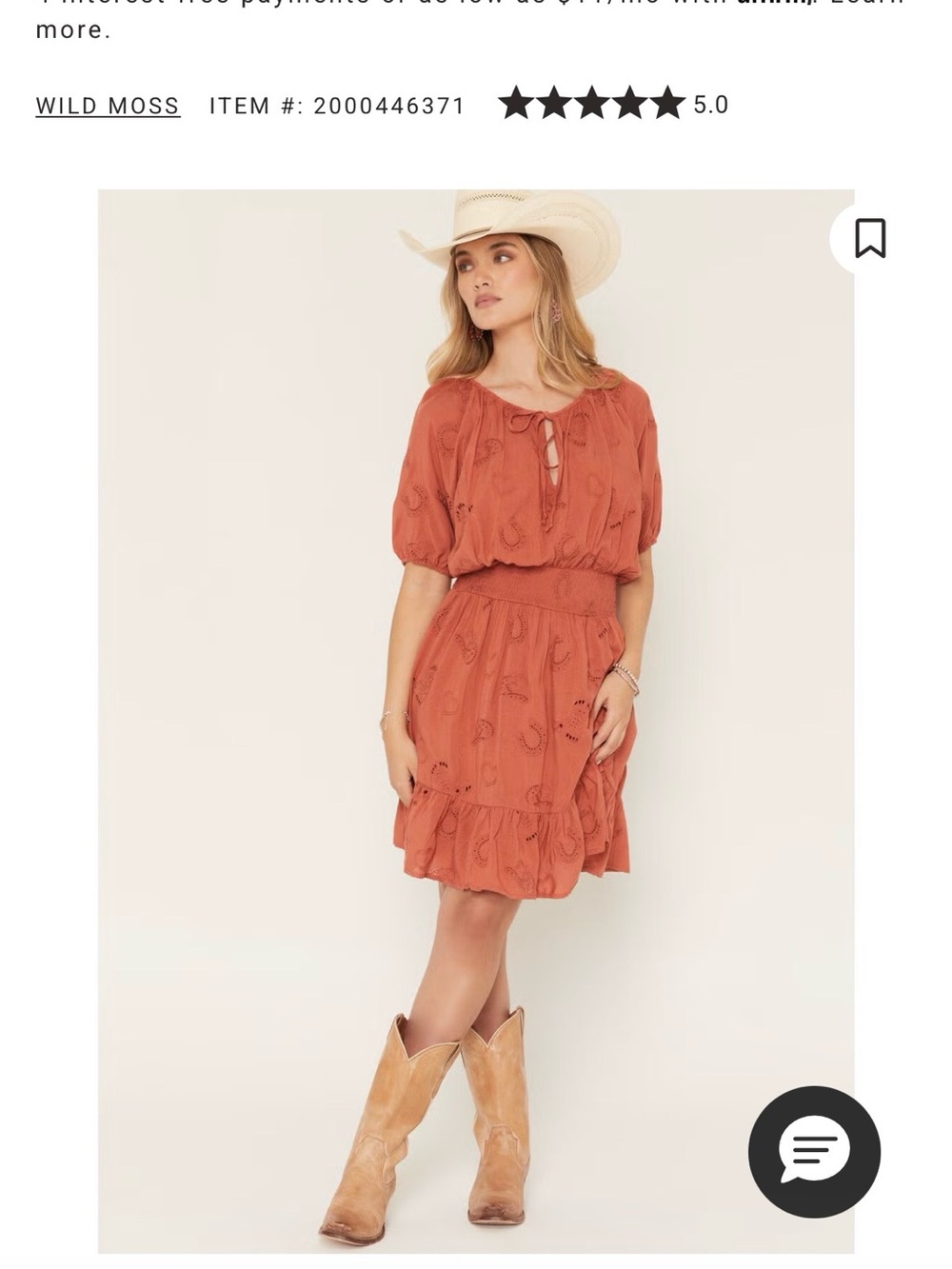 Boot Barn Wild Moss Western Mini Dress in Rust